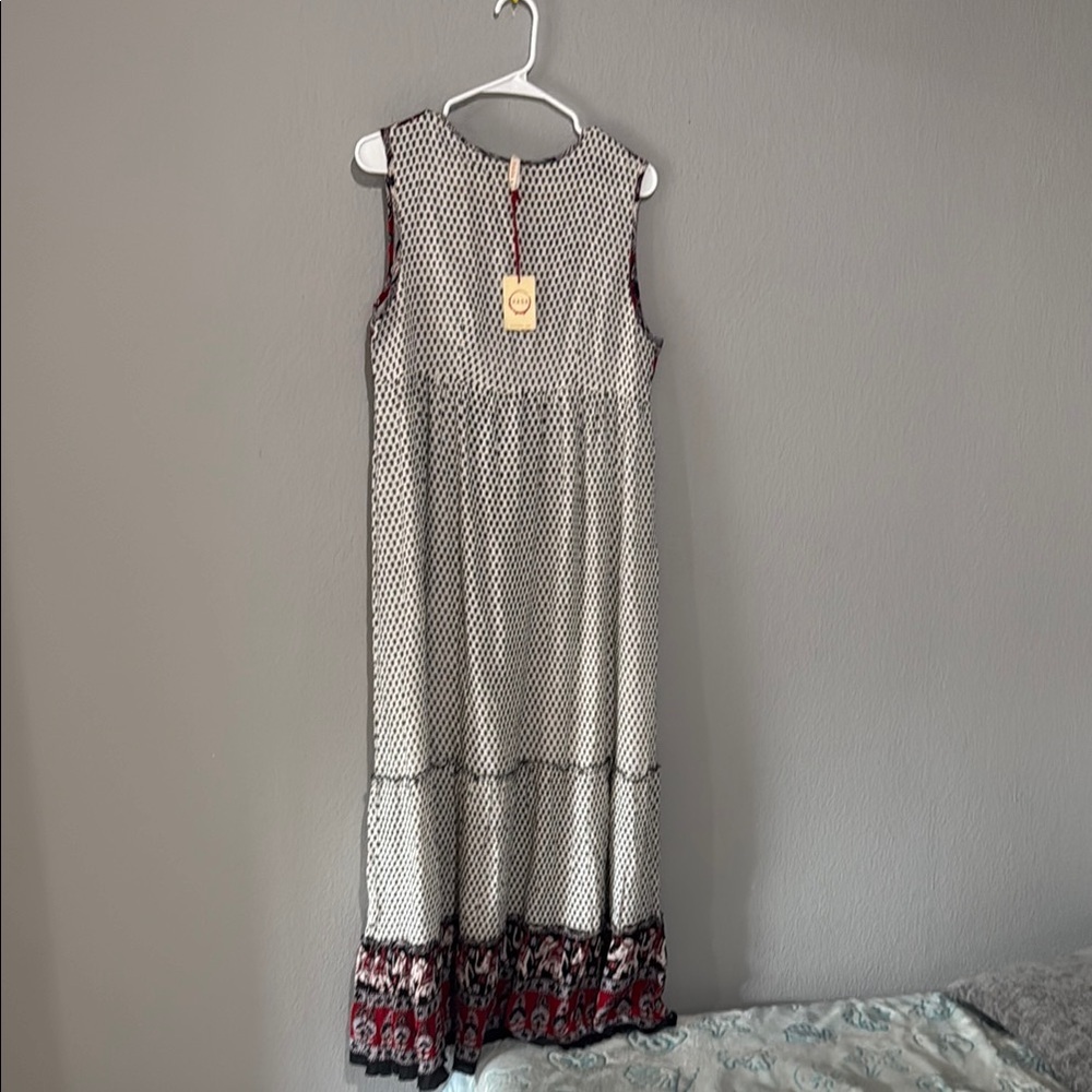 Anthropologie Red, Black & White Printed Maxi Dress - Picture 15 of 15